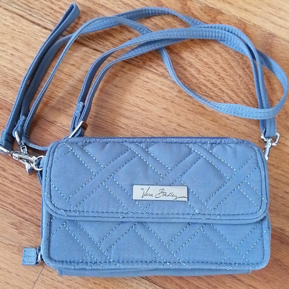 Blue vera bradley crossbody / wrislet bag